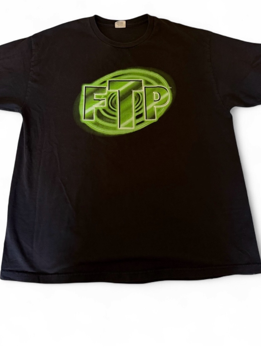 FTP Black Short Sleeve Tee with Neon Green Logo